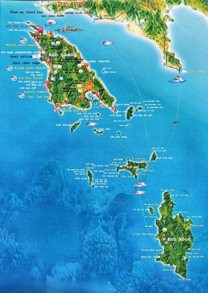 Les nombreuses petites îles autour de Koh Chang ainsi que Koh Mak et Koh Kood
